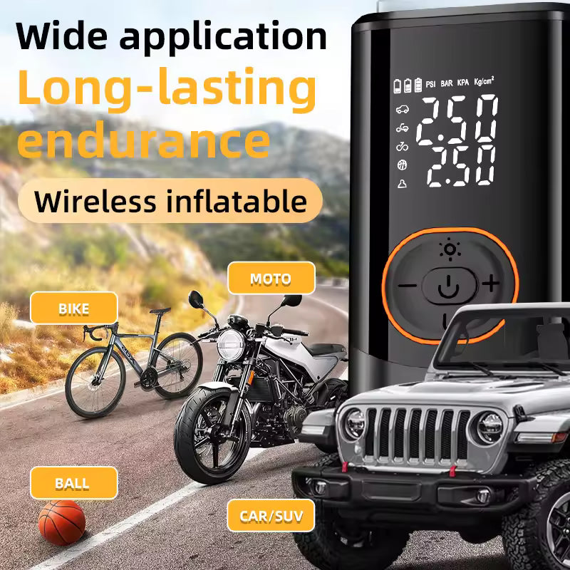 12V Rechargeable Car Air Compressor 150PSI Electric Wireless Portable Tire Inflator Pump for Motorcycle Bicycle Car Tyre Balls