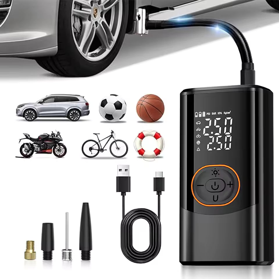 12V Rechargeable Car Air Compressor 150PSI Electric Wireless Portable Tire Inflator Pump for Motorcycle Bicycle Car Tyre Balls