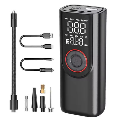 Portable Tire Inflator 6000mAh, 2-in-1 Air Pump & Power Bank with LED SOS Light Car Air Compressor For Bike, Motorcycle, Balls